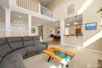 Living room flows to the kitchen and dining room so nobody is left out.