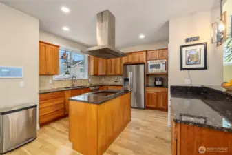 Large kitchen with well thought out island layout.