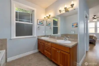 Double vanity in the primary ensuite.