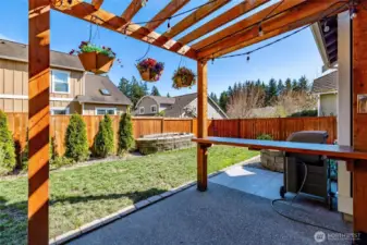 Entertaining space under the pergola.