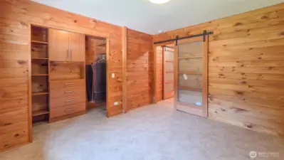 Guest room features built in walk in closet