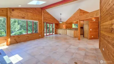 Great room with walls of windows to take in the view
