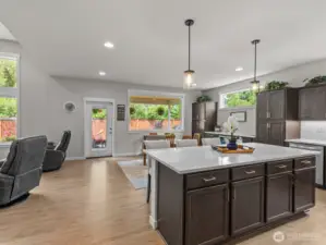 The spacious island is perfect for entertaining.