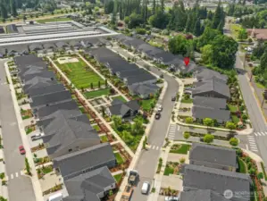 Brickyard Park is a vibrant community. With an acre sized park in the middle of the loop, there are activities for everyone! Outside you'll find a pickleball court, bocce ball court, horseshoes, and space for setting up cornhole boards.