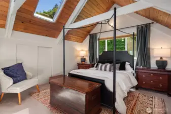 The dreamy loft takes you away from the hustle of the lower level. Stargazing will become you newest hobby when you sleep in this room.