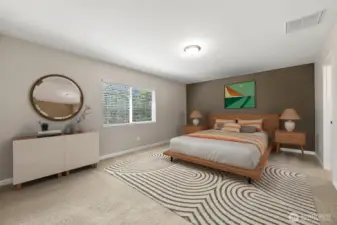 Large primary bedroom with en-suite and walk-in closet
