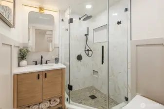 Perfect 3/4 bath was added on upper level