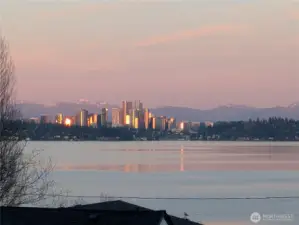 Sunset reflected off the buildings in Bellevue