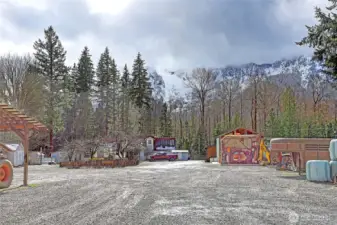 Looking back at home from the arena