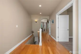 From front door towards living/kitchen area.  Office to the right...