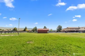 Through gate to school yard