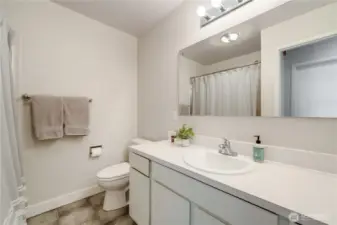 Full bathroom with shower/tub.