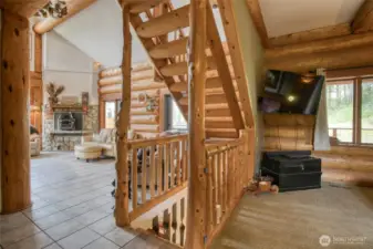 Main floor view to upper floor and lower floor