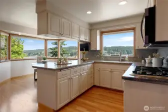 Various views of Gig Harbor Bay are delightful when cooking in the kitchen or enjoying breakfast in the nook.