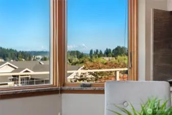 A morning cup of coffee and Mt. Rainier?  Yes, please!