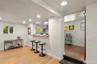 Open kitchen and laundry area