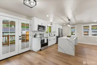 Brand new french doors open up to the fantastic entertainment-size, covered Trex deck.