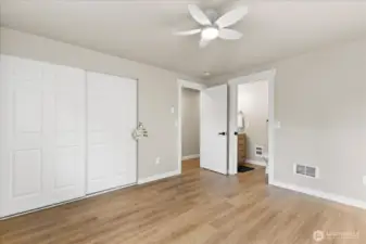 Primary is 12'x11' with double closets, en-suite with shower