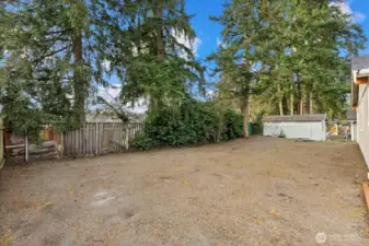 Back yard leveled and seeded