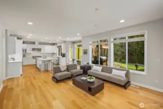 Big windows looking out into the greenbelt