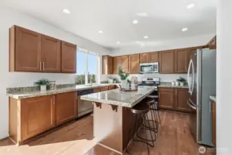 Kitchen with eating space (staged)