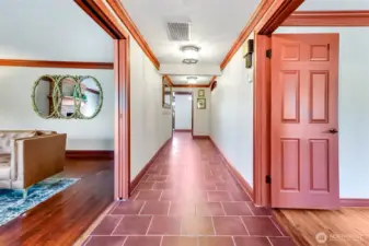 Radiant heated tile floors throughout.