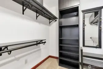 Large custom walk in closet.