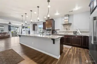 Gorgeous granite counter tops with recessed lighting!