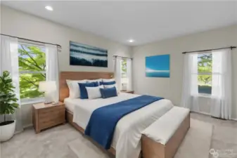 Virtual staging in the primary bedroom