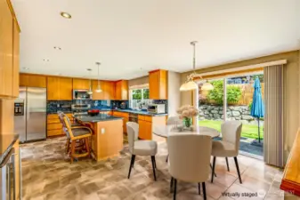 Kitchen with eating nook, virtually staged
