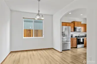 spacious dining room off of the kitchen.