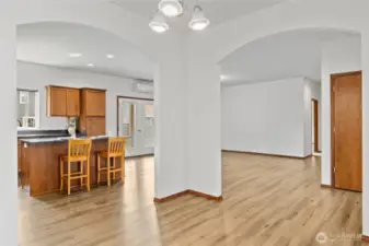 dining room, livingroom and kitchen view
