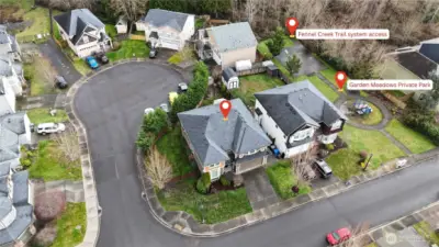 Private park a few steps away. Access to Miles of trails and parks via Fennel Creek trail system.