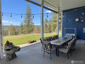 Sitting area has remote controlled screens for protection from the sun or for privacy.