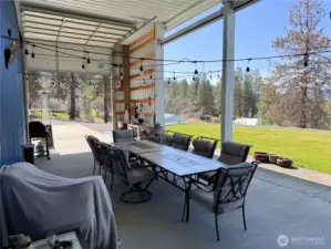 Roll up door for access, privacy, and extra airflow when needed.