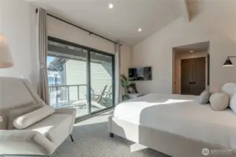 Staged unit F5 shown, similar to F6. Furniture and decor not included.