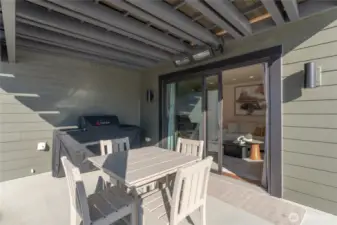 Staged unit F5 shown, similar to F6. Furniture and decor not included.