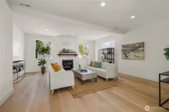 Virtual rendering of fireplace mantle option