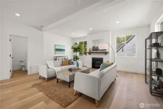 Virtual rendering of fireplace mantle option