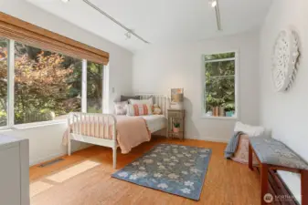 Top floor second bedroom is ideal as a gracious guest room or a refined work-from-home office.  Sunny southern exposure!