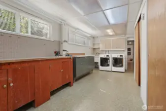 Laundry and storage with room for projects.