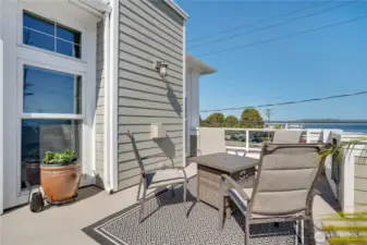 Just steps from the kitchen, the deck makes it easy to enjoy meals alfresco with a stunning view.