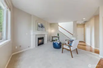 Garage located through door on right.  Let's go upstairs