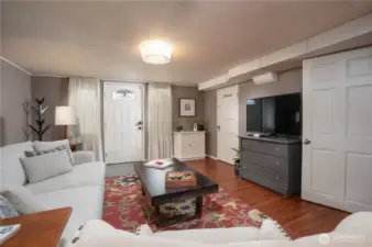 Welcome to the lower level.  With its own private entrance, your guests- be they relatives, friends, long term tenants, or short term Airbnbers, don't need you to be home in order to get in.