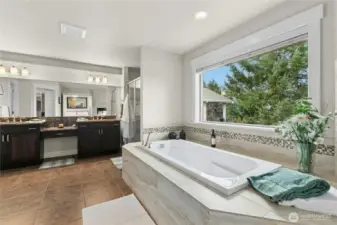 Dbl vanity, roomy shower, walk-in closet,