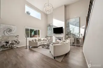 Dramatic two story living room