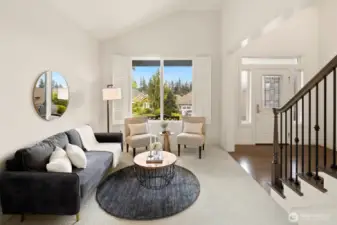 Formal living room off entry.  Plantation shutters throughout home!