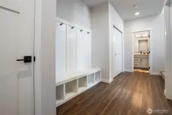 Mudroom, coat closet, storage closet and Full bathroom.