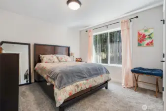 3rd bedroom with walk-in closet and wooded view.