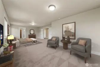 Primary Bedroom With Sitting Area - Virtually Staged